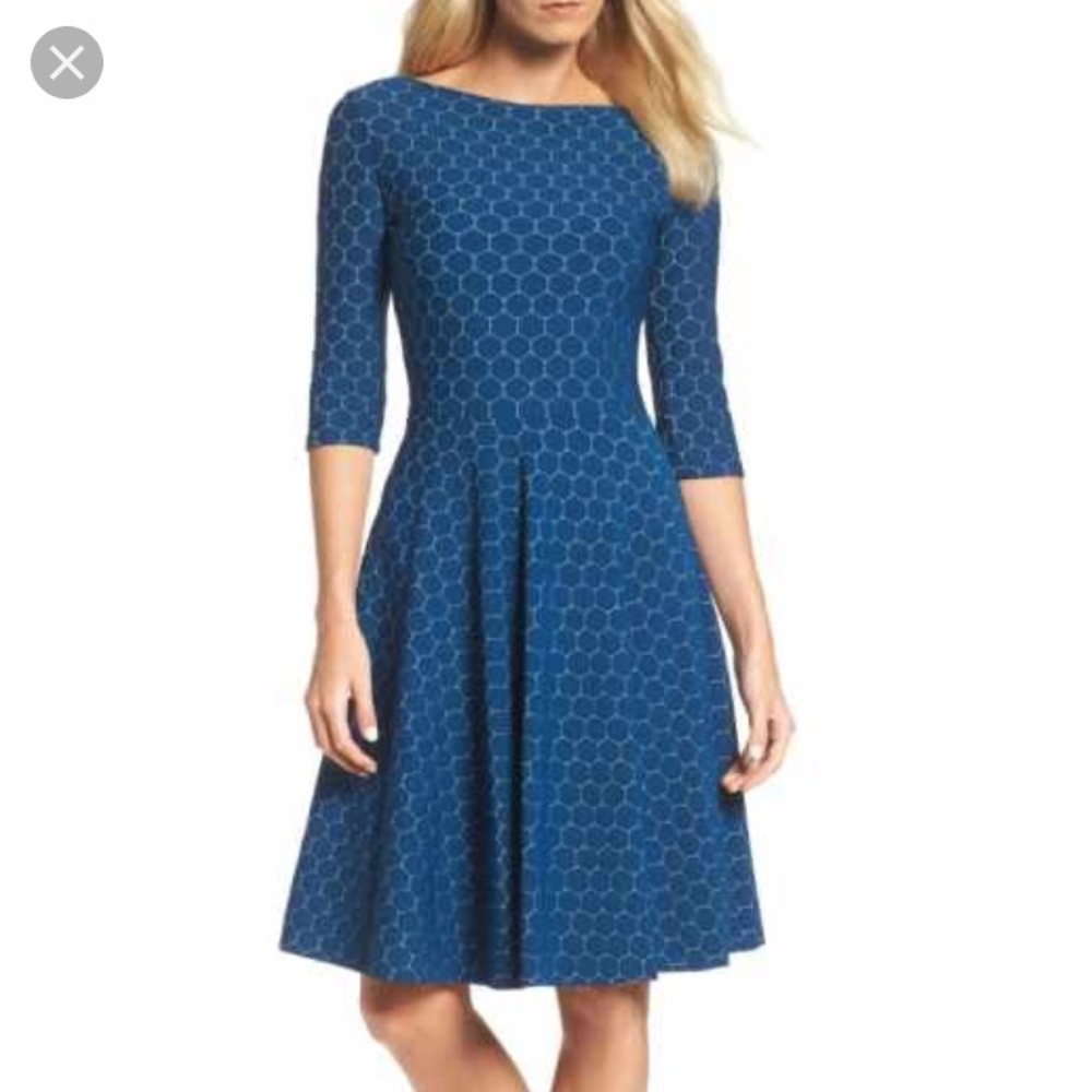 Leota Blue and White 3/4 sleeve dress